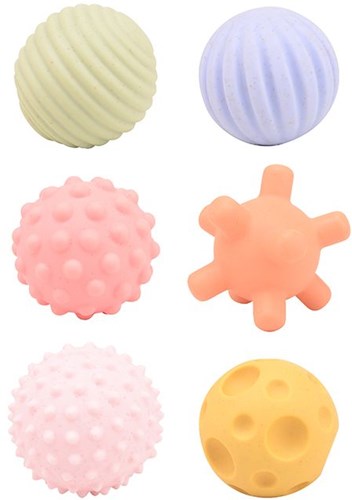 Happy World bio plastic motoriek en zintuig ballen, 6 in doo-3