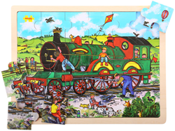 BigJigs houten legpuzzel trein - 24 stukjes - educatief speelgoed