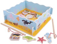 BigJigs houten visspel magnetisch hengelspel met basis-2