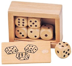 Goki dobbelstenen set hout in houten kistje spel