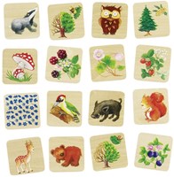 Goki memory spel bosdieren - memo spel 32 kaartjes karton