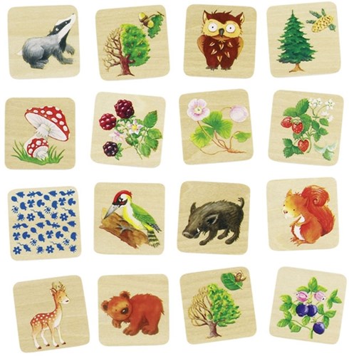 Goki memory spel bosdieren - memo spel 32 kaartjes karton