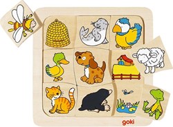 Goki houten legpuzzel dieren educatief 9 stukjes FSC