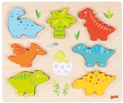 Goki houten puzzel - dinosaurussen educatief speelgoed