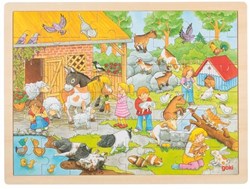 Goki houten legpuzzel kinderboerderij dieren 48 stukjes educatief