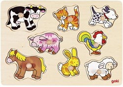 Goki houten puzzel boerderij dieren - educatief speelgoed
