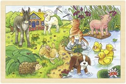 Goki houten legpuzzel babydieren - dierenpuzzel 24 stukjes