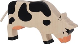 Holztiger houten koe zwart grazend - boerderijdier speelgoed