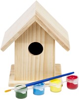 BS Toys Vogelhuis hout schilderen 13 cm inclusief verf en kwast-2