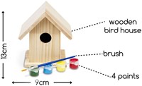 BS Toys Vogelhuis hout schilderen 13 cm inclusief verf en kwast-3
