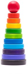 BAJO houten Stapelpiramide groot. 10 delig. 10x10x24,7 cm. 2+