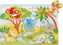Goki houten dierenpuzzel met geluid - educatief speelgoed dierentuin