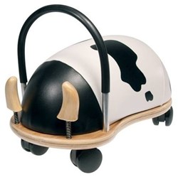Wheelybug loopauto koe klein - loopwagen voor peuters - wit zwart