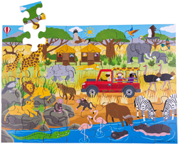 Bigjigs Afrikaans avontuur vloer puzzel (48 stuk)