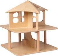 Van Dijk Toys houten speelgoed Poppenhuis open aan 4 zijden-naturel (geschikt voor kinderopvang)-2