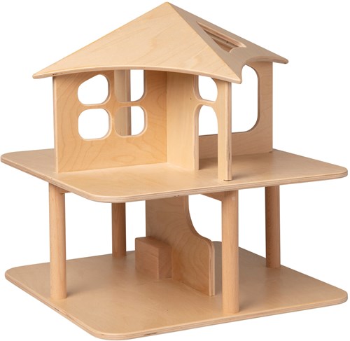 Van Dijk Toys houten speelgoed Poppenhuis open aan 4 zijden-naturel (geschikt voor kinderopvang)-2