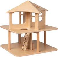 Van Dijk Toys houten speelgoed Poppenhuis open aan 4 zijden-naturel (geschikt voor kinderopvang)-3