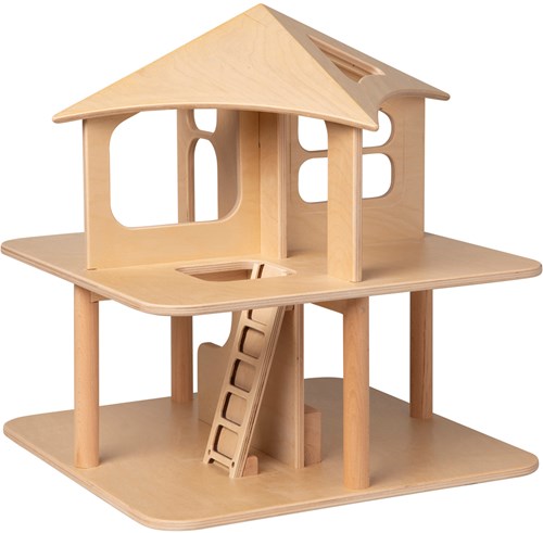 Van Dijk Toys houten speelgoed Poppenhuis open aan 4 zijden-naturel (geschikt voor kinderopvang)-3